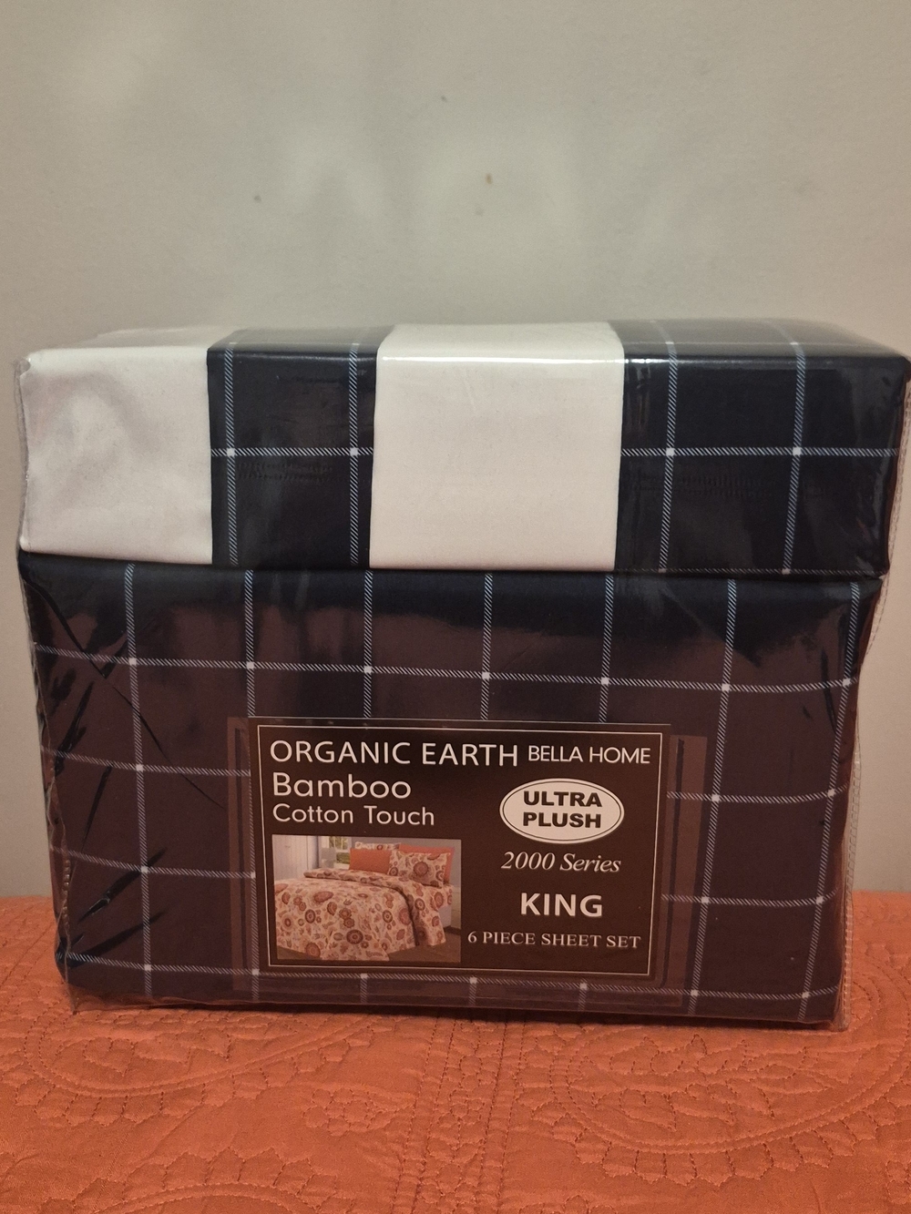 BAMBOO Black and White Plaid King Sheet Set
